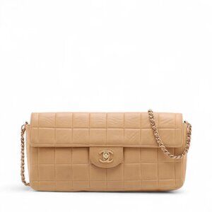 Chanel Chocolate Bar Lambskin Chain Shoulder Bag Beige